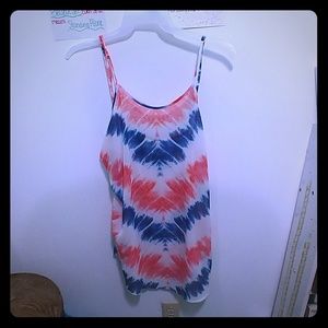 Tie-dye, red white and blue tank top